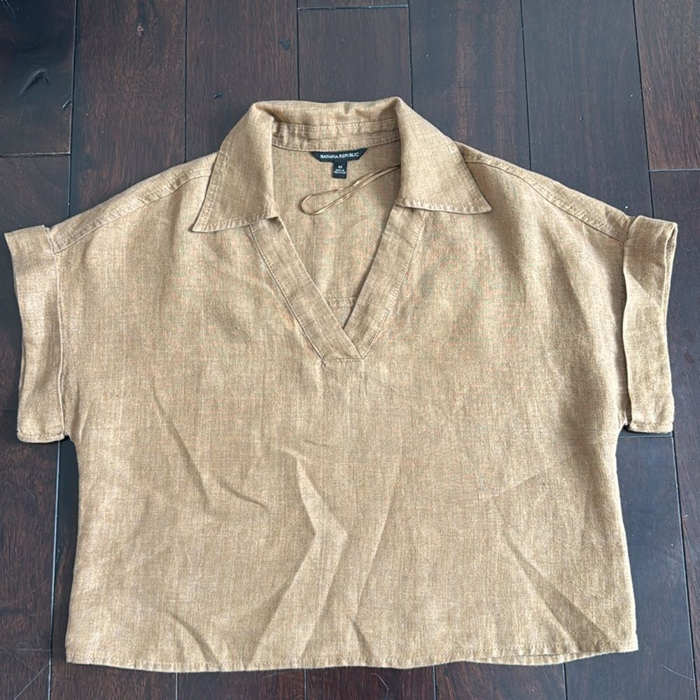 Banana Republic  Cruz Linen Utility Top Size Medium 100% Linen - Picture 7 of 12